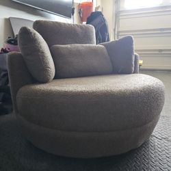 Swivel Low Chair With Storage Ottoman
