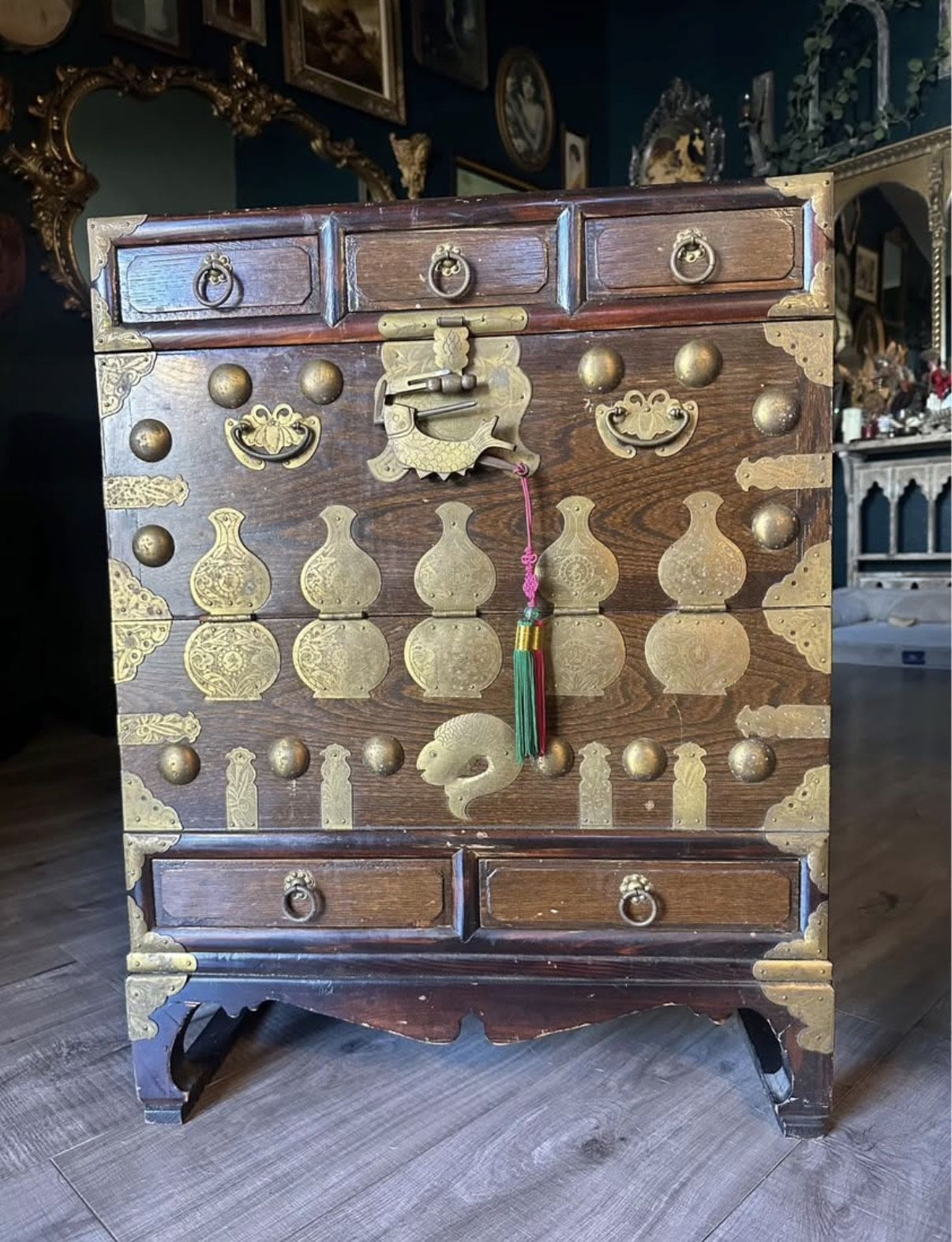 Vintage Korean Bandaji Chest with Fish Motif 