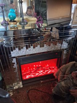 Glass fireplace place