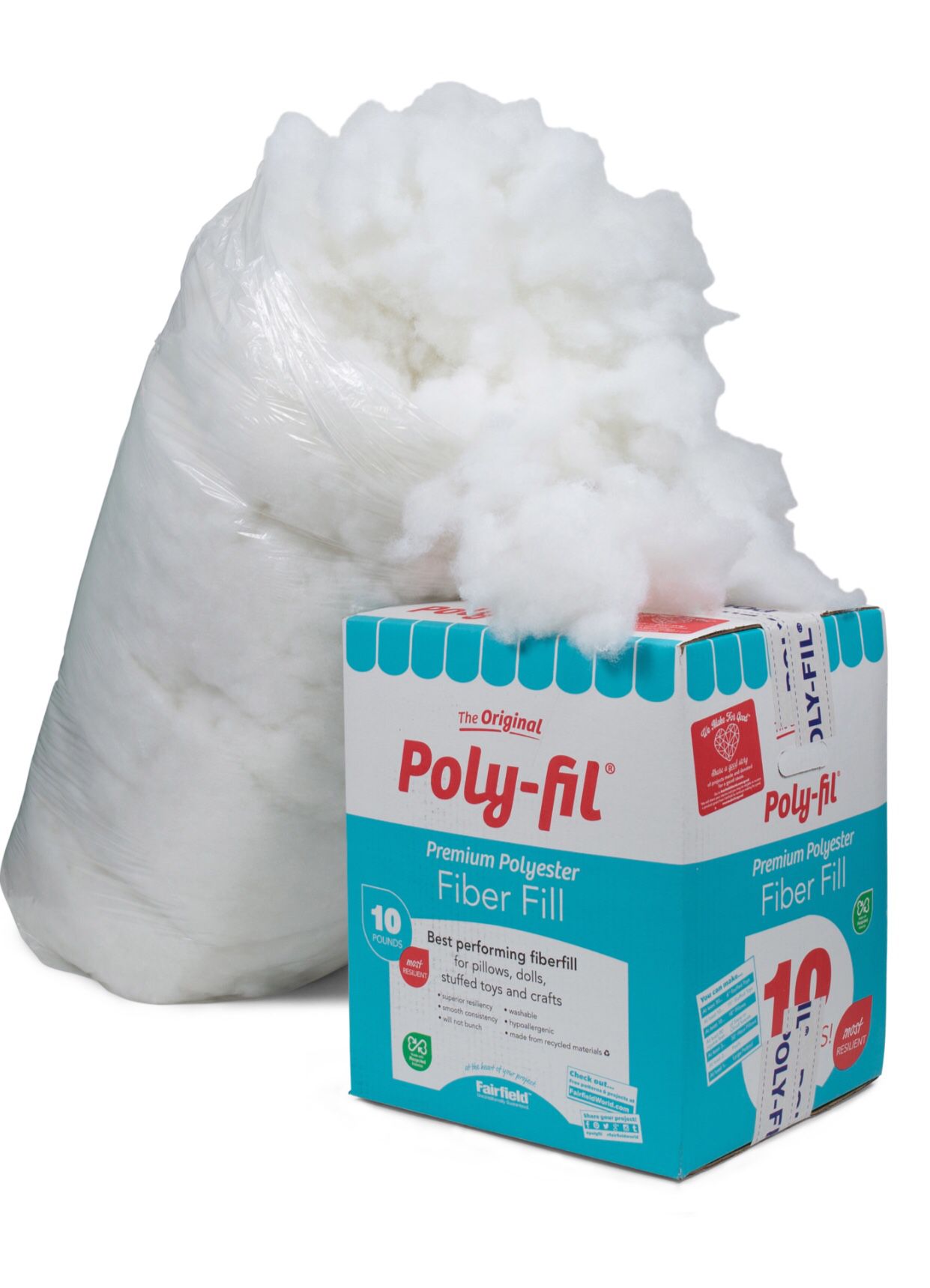Fairfield 10-Pound Poly-Fil Premium Polyester Fiber, White