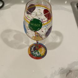 Lolita painted Wine Glass. aged To Perfection