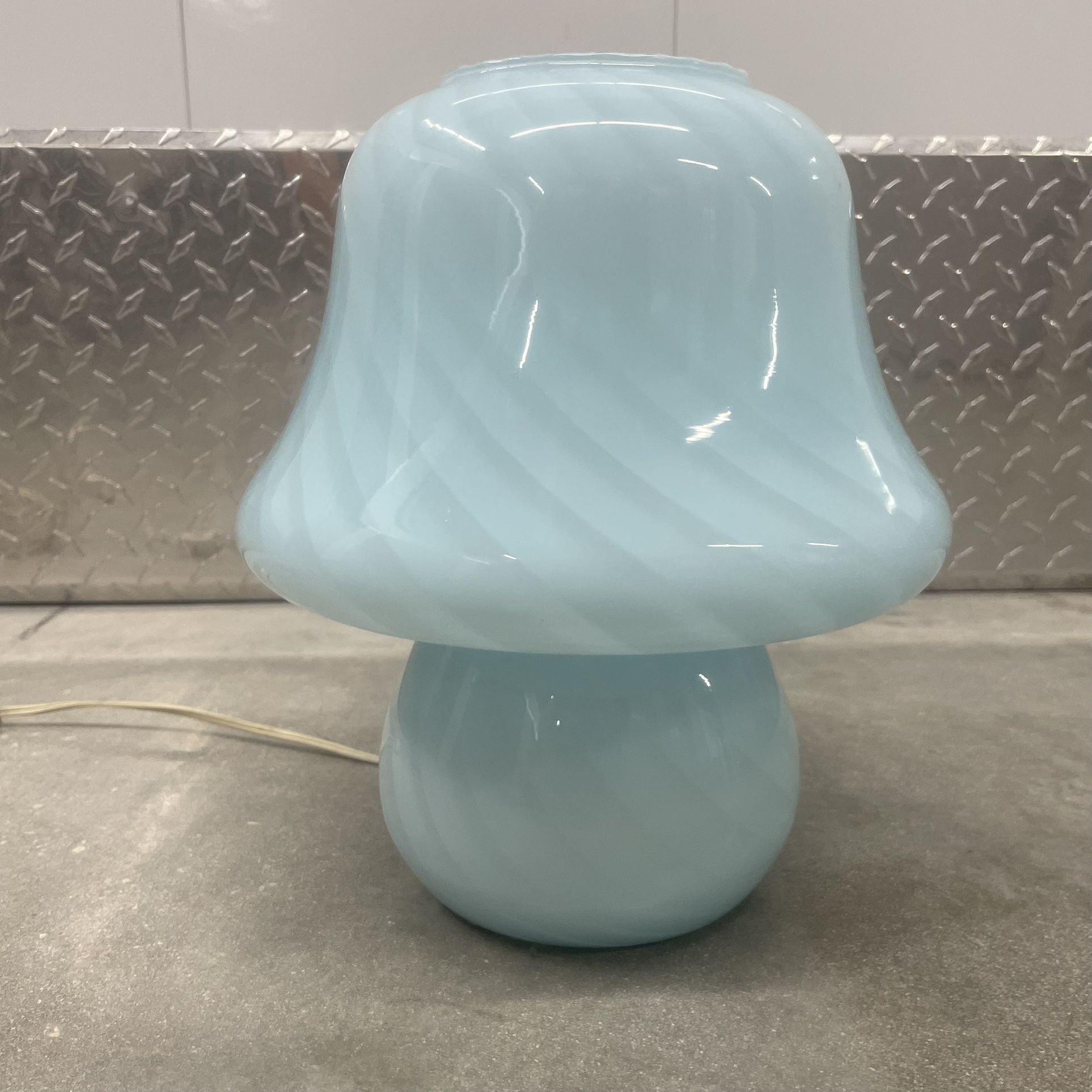 Blue swirl Murano mushroom lamp