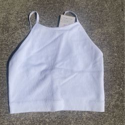 Kinsman Collection White Ribbed High-Neck Crop Top from Spirited Cowgirl Boutique