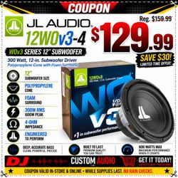 JL Audio W0 Series Bass Speaker 12" Subwoofer 600 Watts 12W0v3 12W0v3-4 🚨 Payment Options Available 🚨 No Credit Needed 🚨