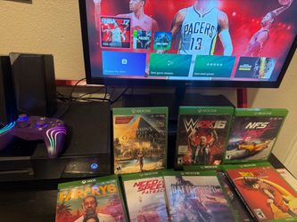 Xbox one with games and monitor