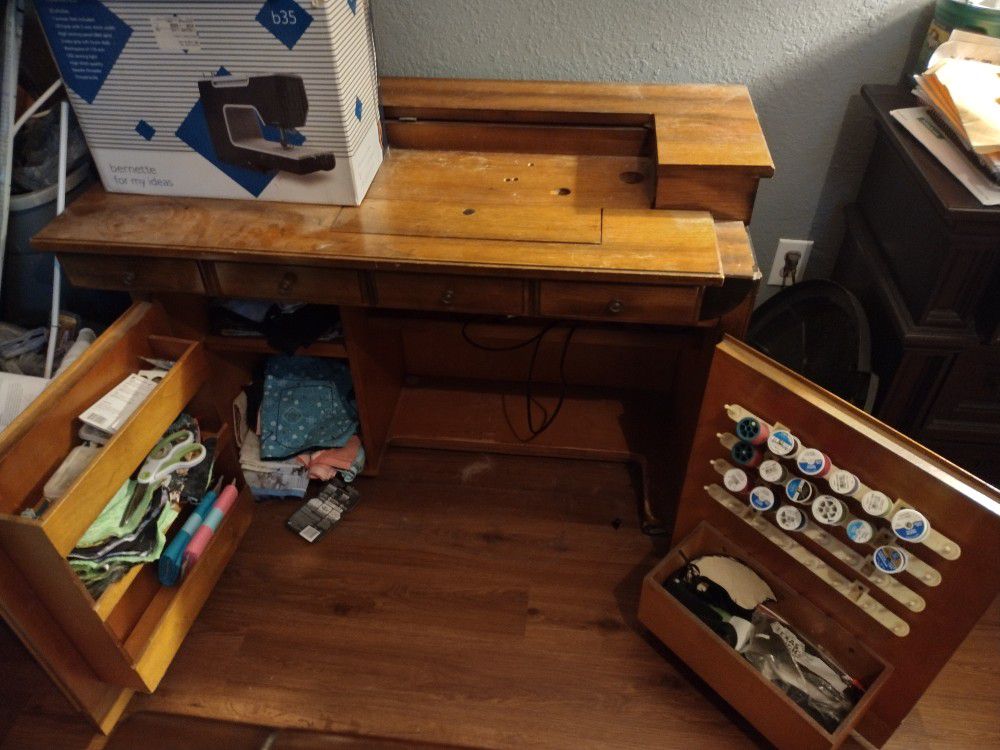 Sewing Machine And Desk