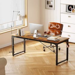 63 Inch Computer Desk, Modern Simple Style Desk for Home Office, Study Student Writing Desk, Vintage