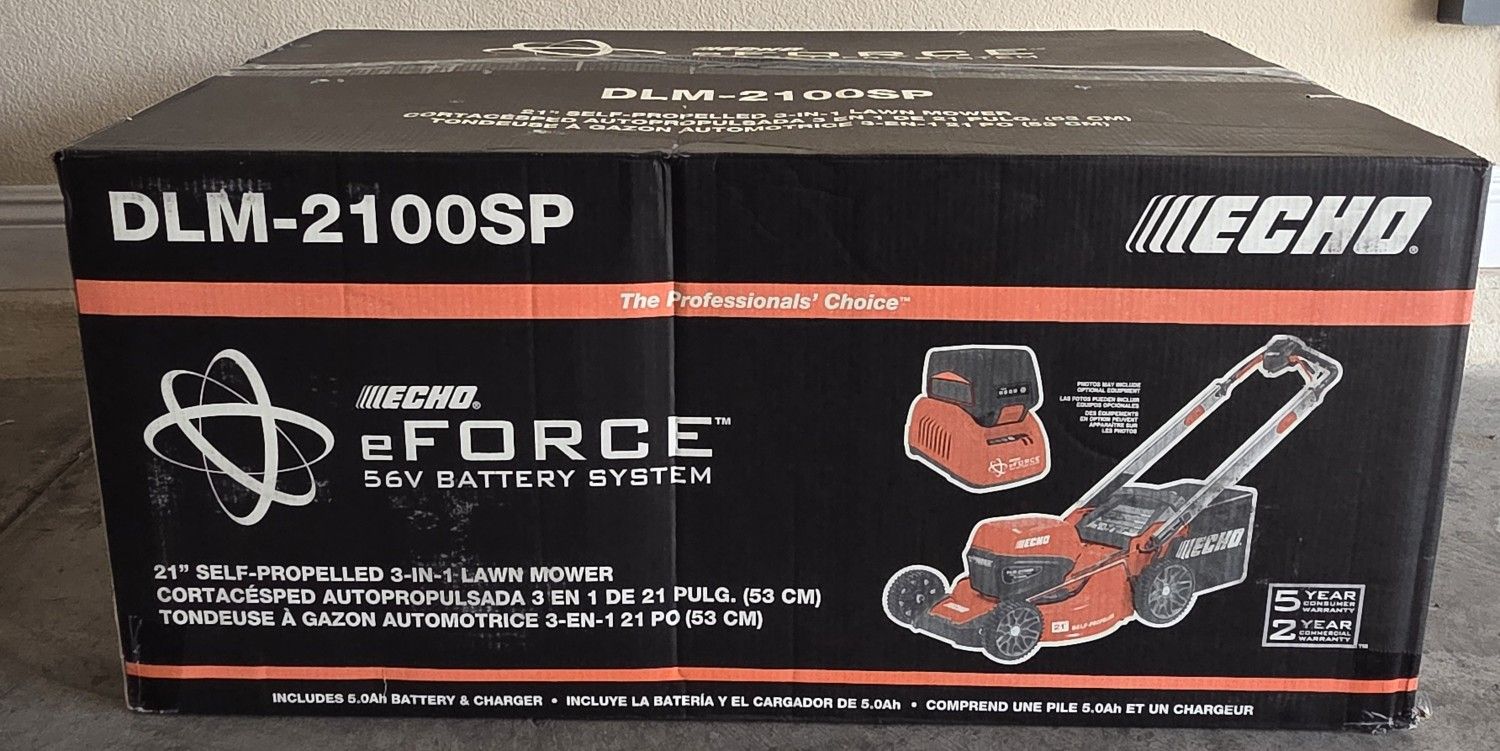 ECHO 56V 21 in. Cordless Battery Walk Behind Self-Propelled Lawn Mower + 5.0Ah Battery /

Charger