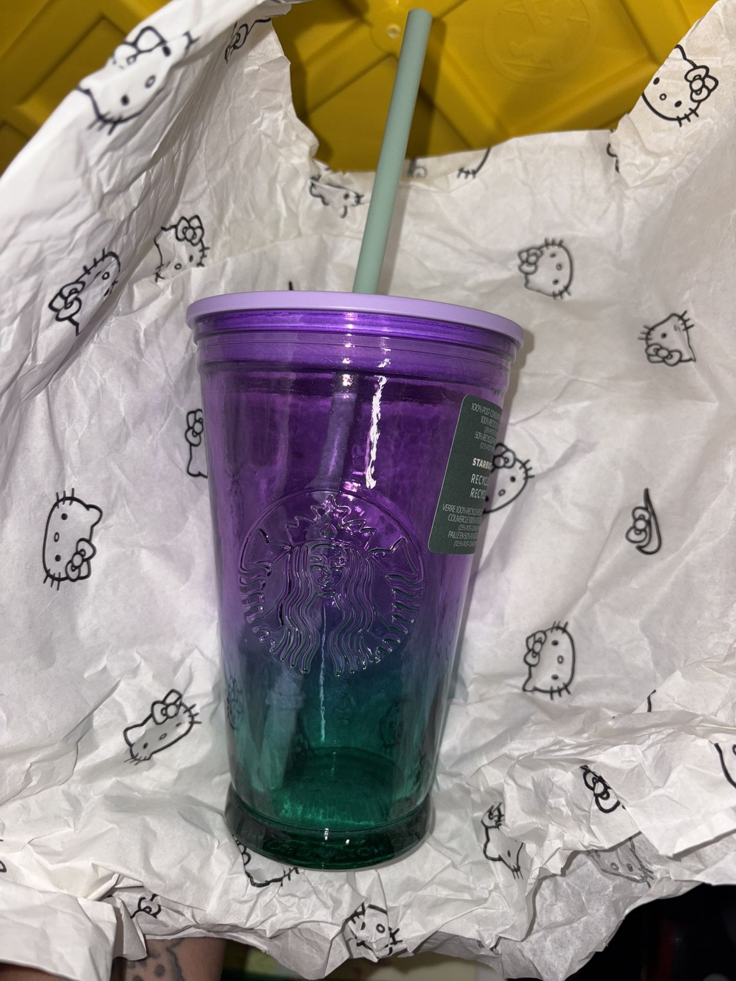 Purple And Green Ombré Glass Tumbler