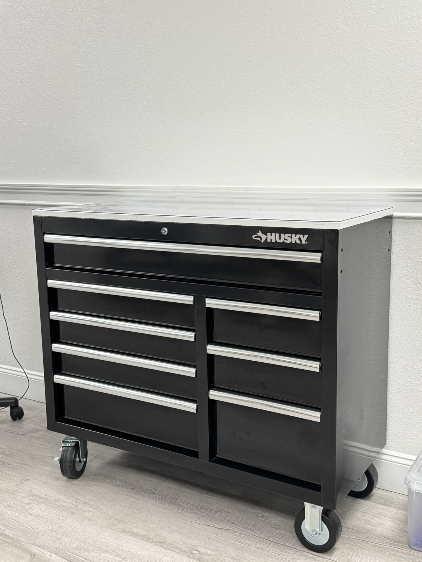 8-Drawer Black Mobile Workbench Cabinet