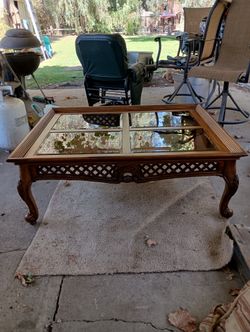 Wooden Glass Coffee Table 50" X 40" X 18"