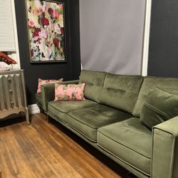 Green Velvet Sofa Love Seat And Chairs And Ottoman