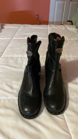 Harley-Davidson Women’s Black Leather Moto Boots Size 8 – Side Zip