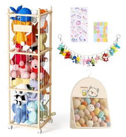 Toy Storage, 53 Inch Tall Wooden Toy Storage Rack Space Saving new 