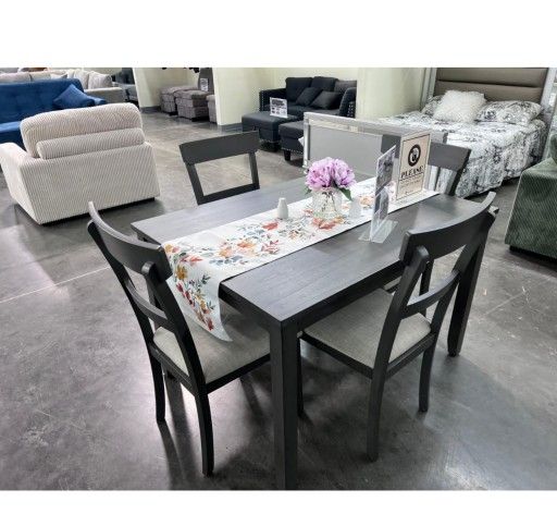 5 Piece Gray Dining Table Set 