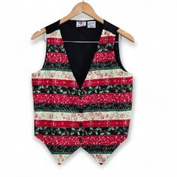 Vintage Nutcracker Festive Mistletoe And Holly Berries Striped Christmas Vest