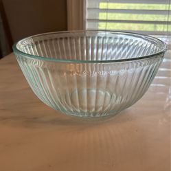 Vintage Pyrex Teal Tint Clear Ribbed Glass Mixing Bowl