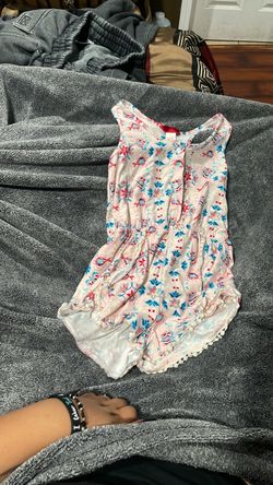 Girls Floral Romper with Lace Trim