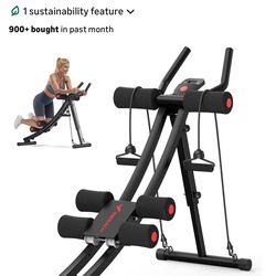 MERACH Dual Track Ab Machine, Adjustable Ab Trainer Machine, Ab Workout Equipment for Home Gym, Ergonomic Arc Track for Better Abs, Foldable Workout M