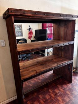 Solid mexican pine wood bar hutch