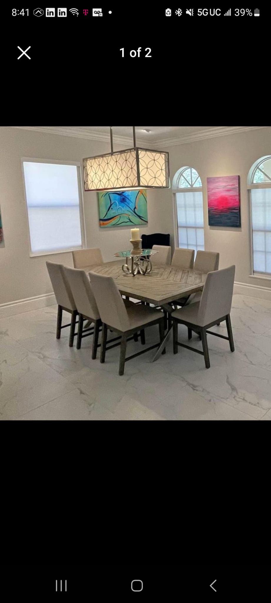 Dining table with 8 chairs and Buffett