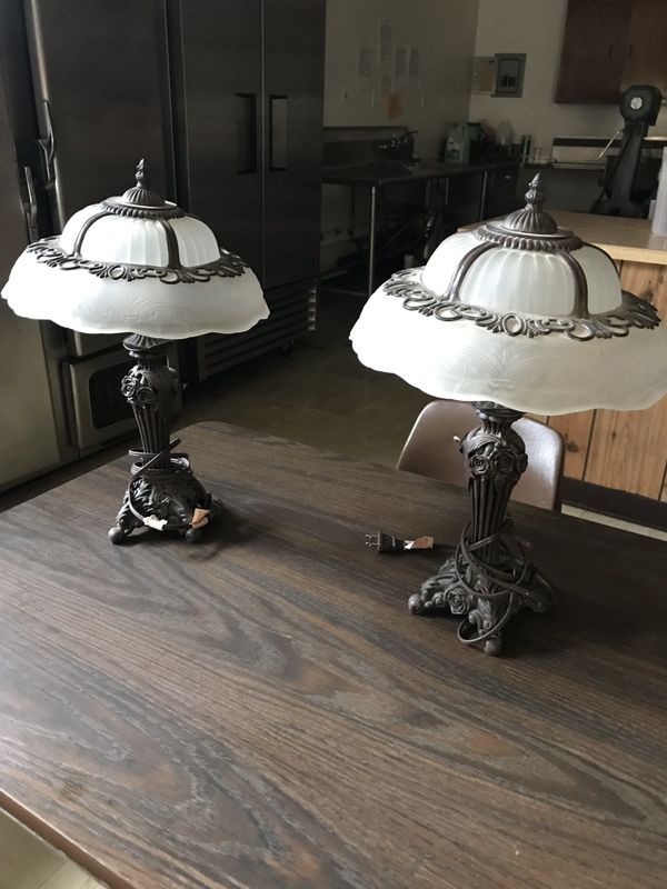 Cheyenne Company art nouveau style reproduction lamps. Frosted glass