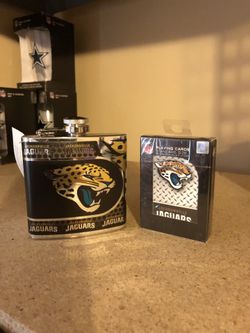 Jacksonville Jaguars 6 oz stainless steel flask and playing cards