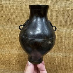 Antique Chinese Bronze Vase Hu Form Ming Dynasty Pre-1644 16-17th Century 