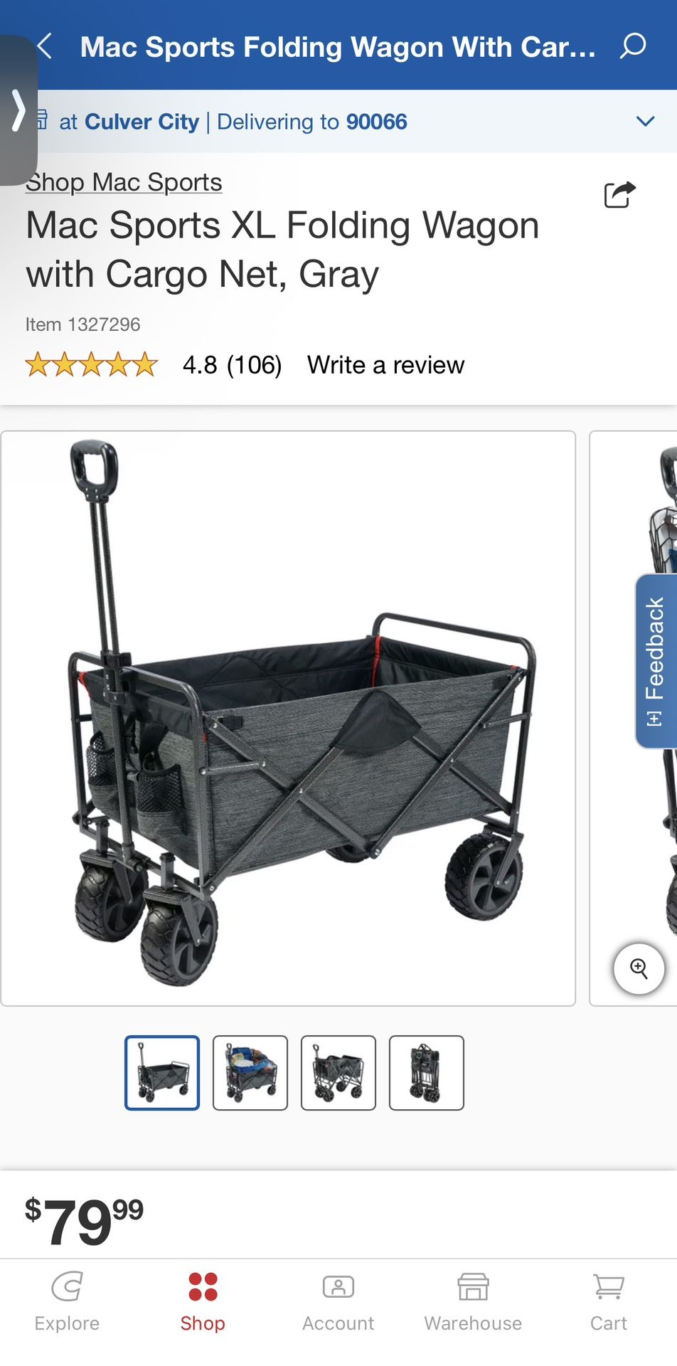 Costco Collapsible Wagon- Mac Sports XL Folding Wagon with net