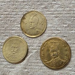 Qajar Dynasty Iran Empire 3 Gold Coins (.900 Fineness. 21.6k) 1/2 Toman, 1/5 Toman, 2000 Dinars.