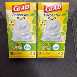 2 Pack- Glad ForceFlex Glad Scent Tall Kitchen 40  Trash Bags 