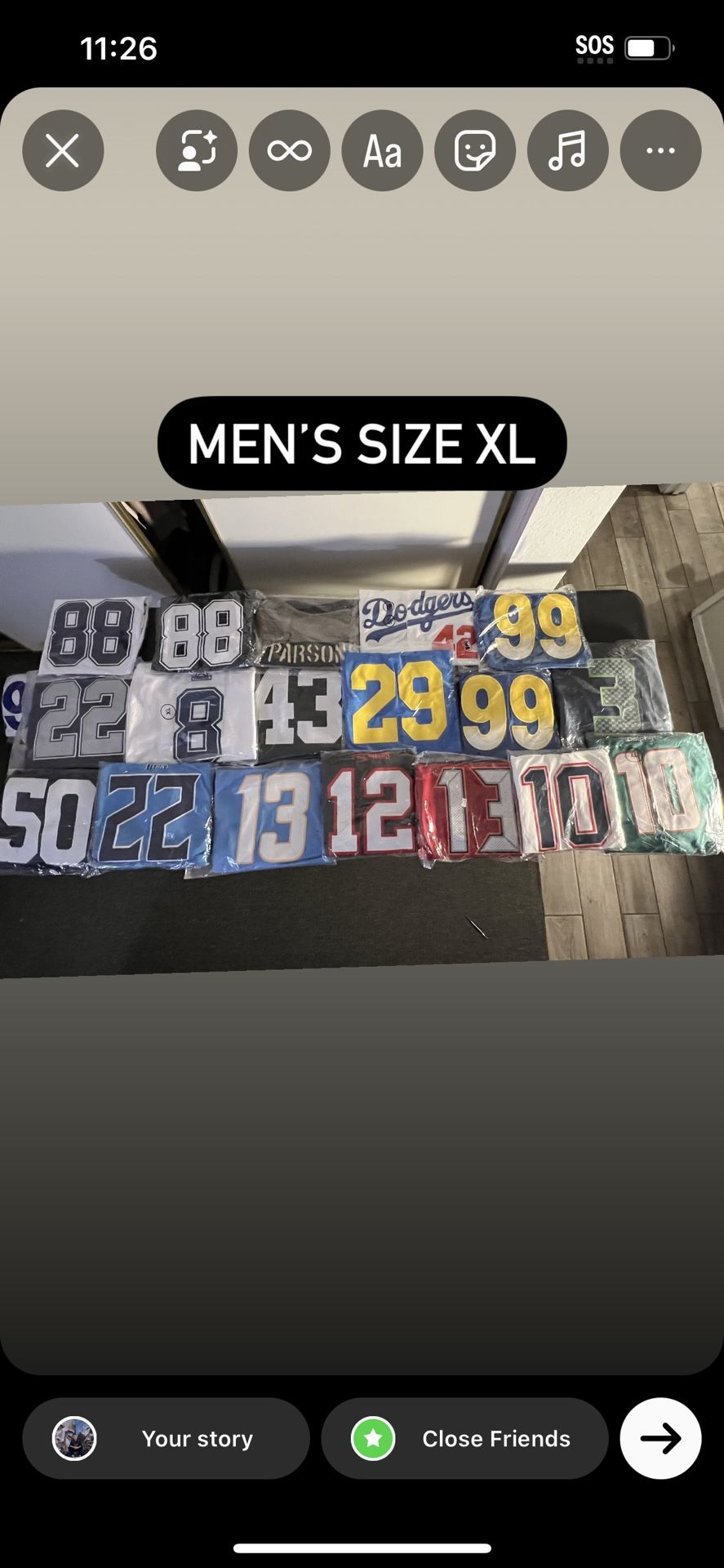 NBA, NFL, MLB Jerseys Men’s Size Xl