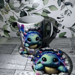 Cute Turtle Mug And Coaster