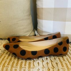 Women’s Loeffler Randall Quinnie Ballet Flats Dotted Calf Leather Print Size 9
