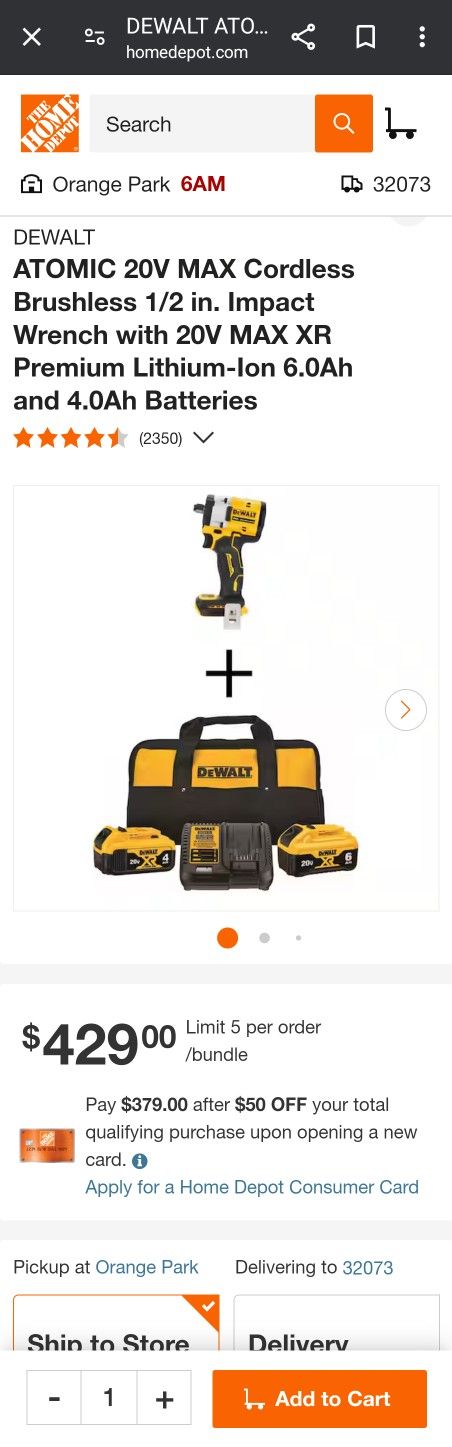Dewalt 1/2" Compact Wrench Unused