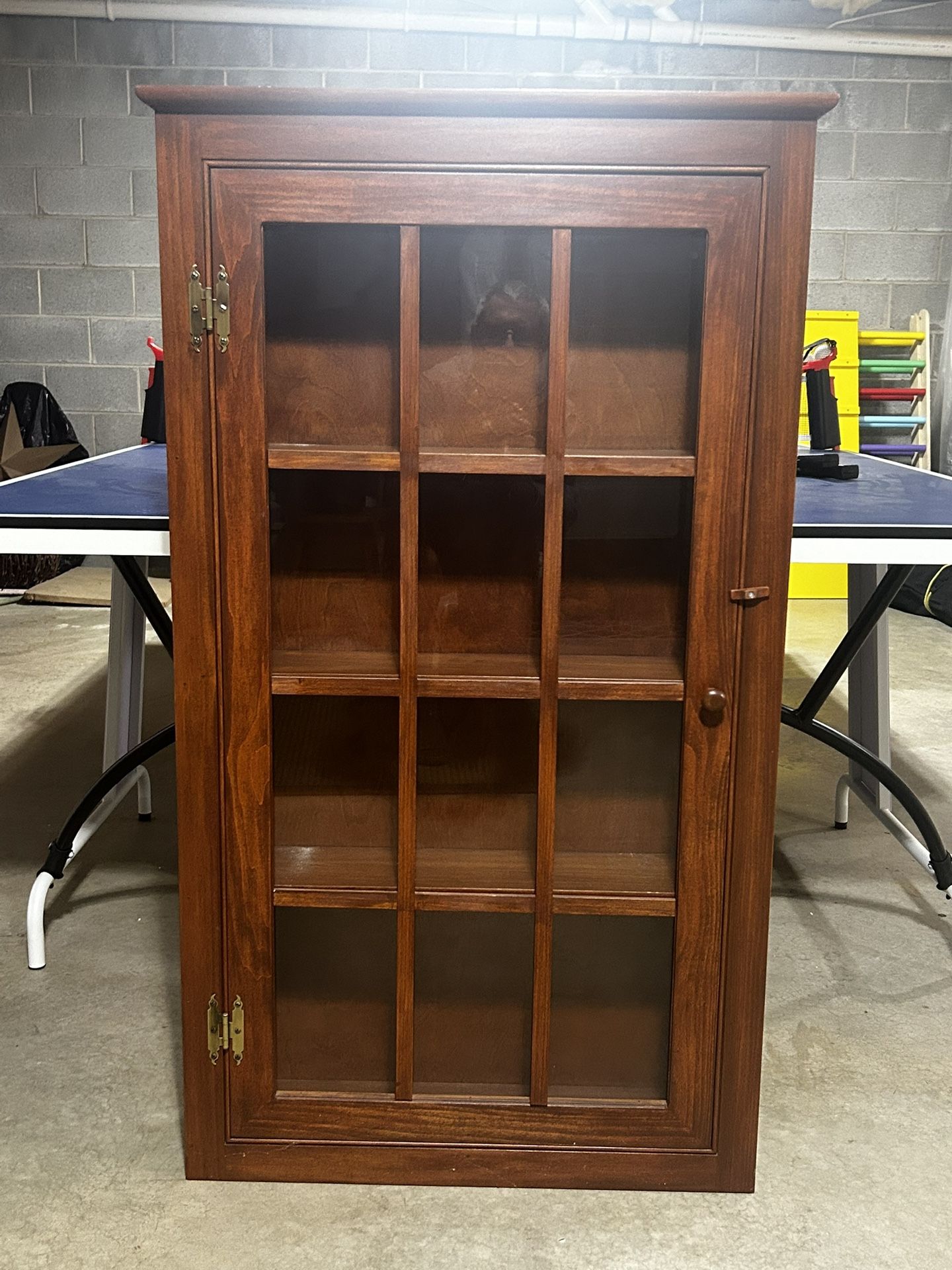 Pine Wall Cabinet With 12 Pane Glass