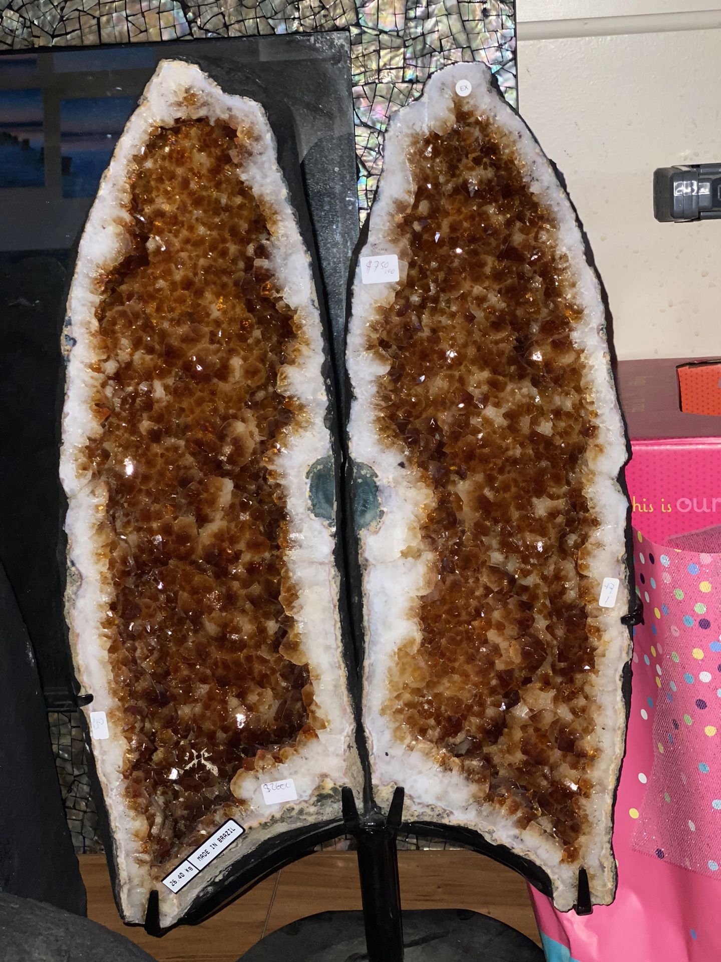 Citrine Catherdral Pair On Stand
