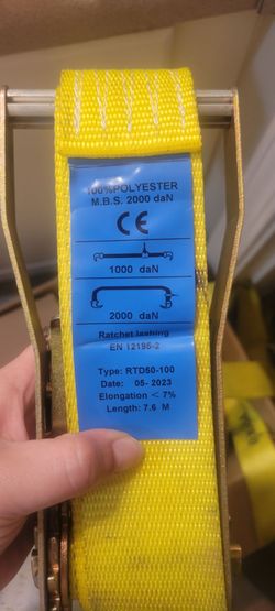 Ratchet Lashing Strap 2000 daN 7.6M