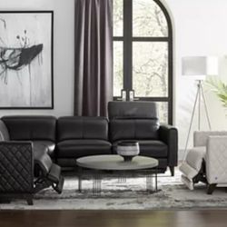 6-pc Chanel Stitching Genuine Leather sectional with 3 power recliners