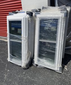 9x) 24x48 IMPACT PRIVACY GLASS DOUBLE HUNG BATHROOM WINDOWS NEW 