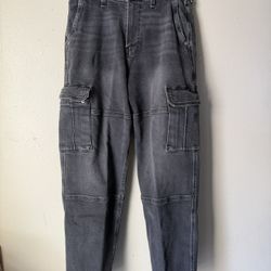 Holllister Baggy faded black distressed men’s cargo pants size 30X32