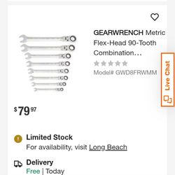Gearwrench 8pcs. Metric Flex Head Ratcheting Wrenches