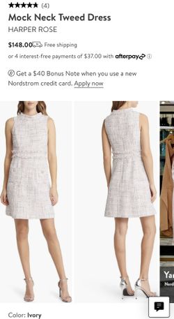 Mock Neck Tweed Dress