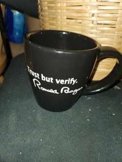 Trust but verify Ronald Regan coffee cup