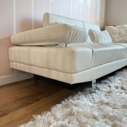 Faux Leather Couch - White 