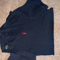 Mens Large Black Polo Ralph Lauren V Neck T