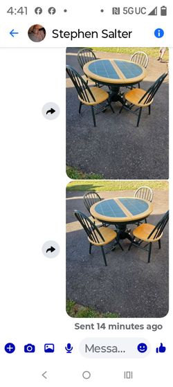 Round Pecan & Green Tile  Kitchen Table