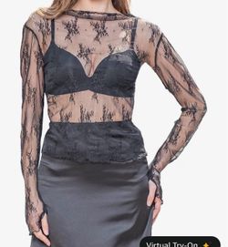 Sexy black lace blouse large