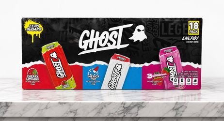 18 Pack Ghost Variety Pack Bubblicious Strawberry Cherry Limeade ‘Merica Pop