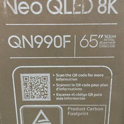 Samsung 65-Inch Class Neo QLED 8K QN990F Series Mini LED, Neo Quantum HDR Smart TV w/Dolby Atmos, Object Tracking Sound Pro, AI Motion Enhancer Pro, A